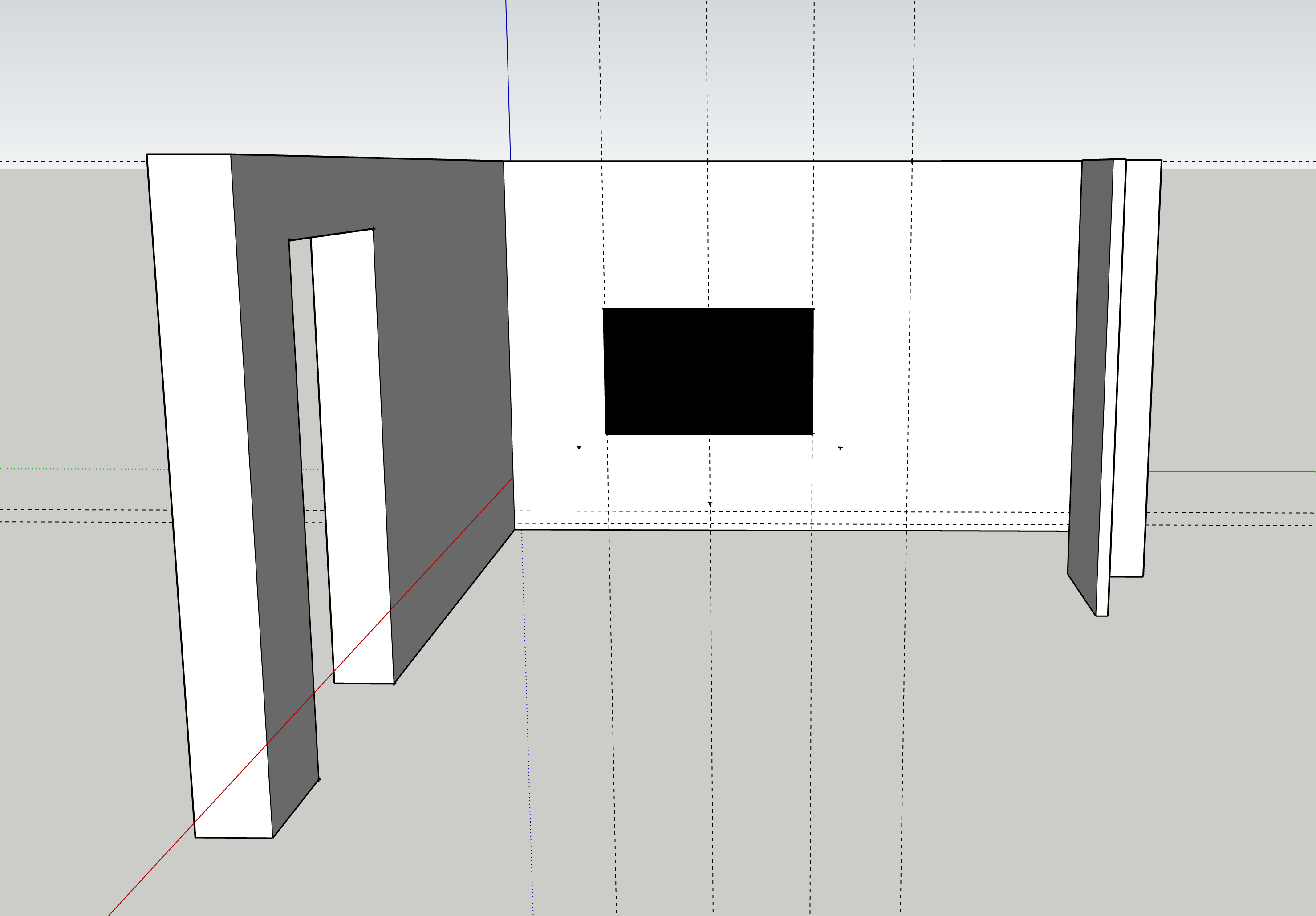 Photo montrant un plan 3D partiel de notre salon où va se trouver notre meuble TV.