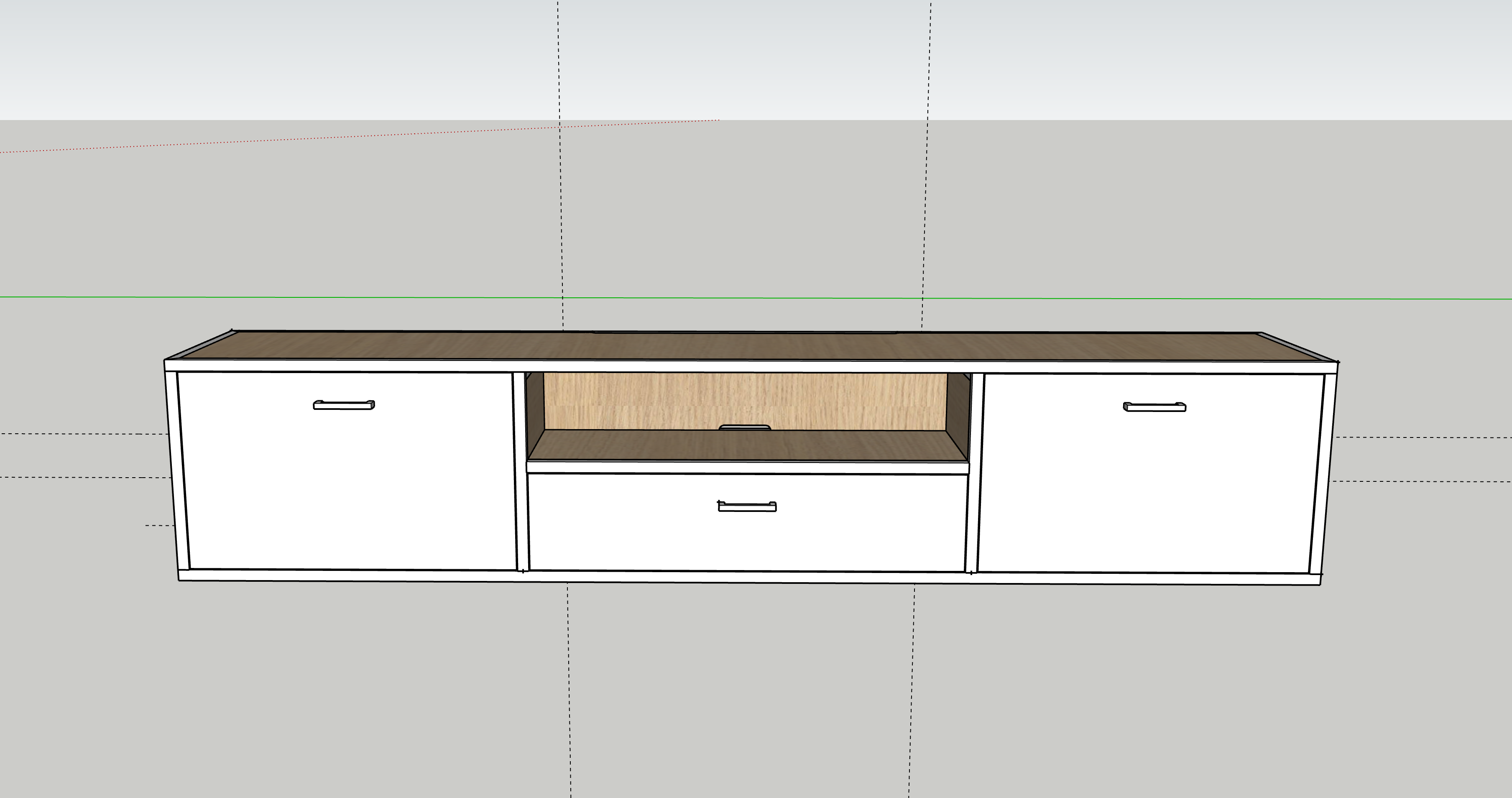 Photo montrant un plan 3D du meuble TV.